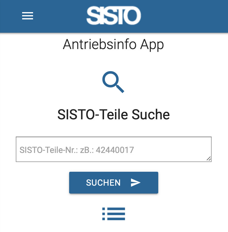 Neue SISTO Antriebsauswahl App