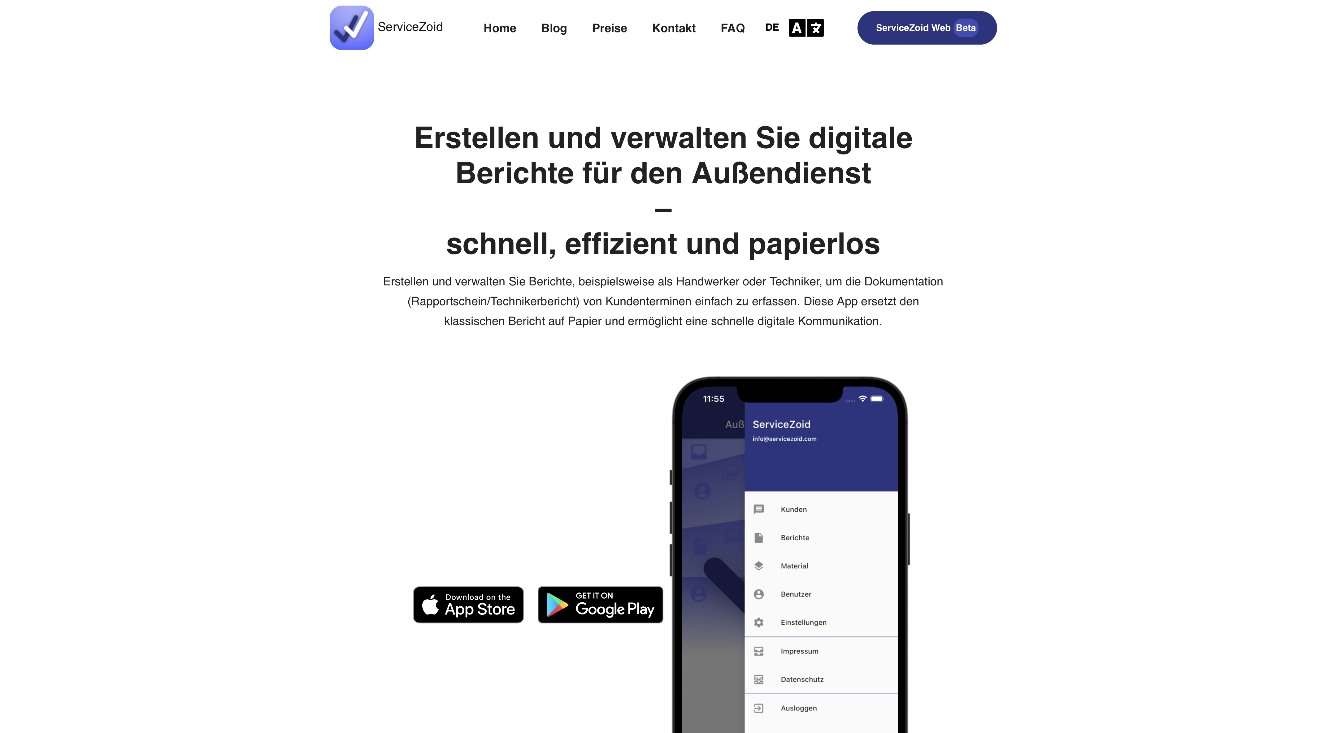 Neue ServiceZoid RapportApp